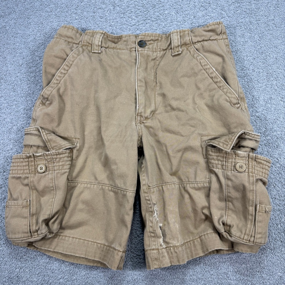 Vintage No Boundaries Cargo Shorts Men's 34 Beige Baggy Cotton Twill Y2K Utility
